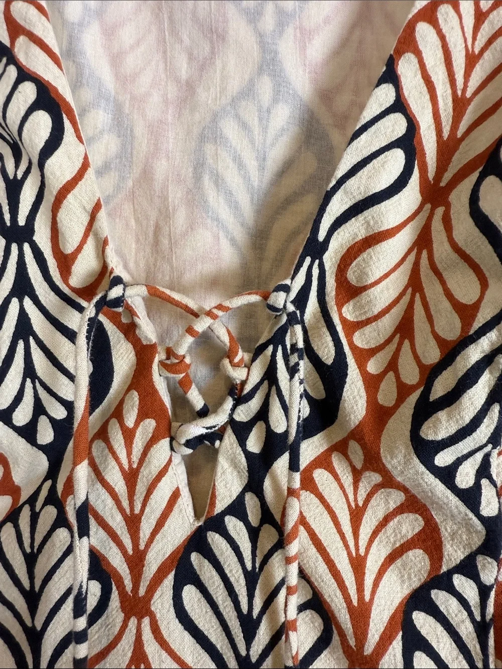 Free People Gia Shift Mini Dress Retro Geometric Fan Print Orange Boho Small EUC